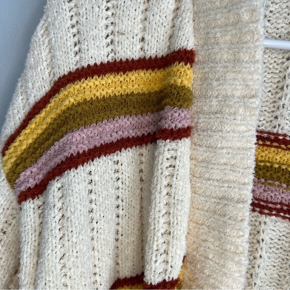 Madewell Striped Diaz Open Cardigan Eyelash Open Cable knit Academia Sz M - Picture 7 of 14